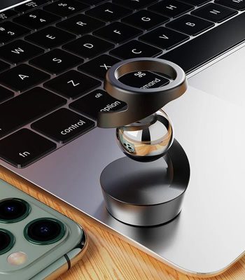 Technologisch accessoire in de vorm van een vergrootglas voor smartphone en computer, ideaal voor wetenschap en technologie.