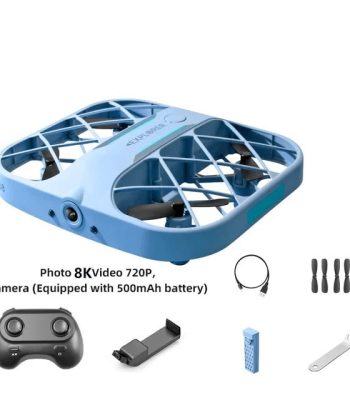 Drone met 8K-camera, 500mAh batterij en inbegrepen accessoires.