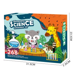 Set van wetenschappelijke experimenten voor kinderen ouder dan 3 jaar, inclusief kleurrijke accessoires om leuke en educatieve experimenten te doen in een dieren- en wetenschappelijke wereld.